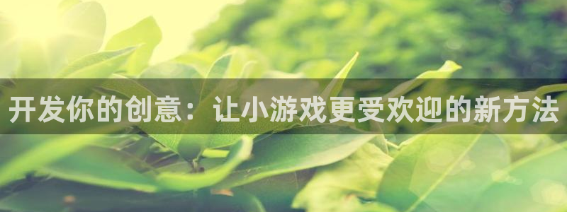 沐鸣2app官方：开发你的创意：让小游戏更受欢迎的新方法
